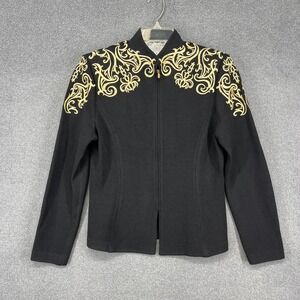 Vintage St John Evening by Marie Gray Jacket Womens 8 Gold Embroidered Luxury